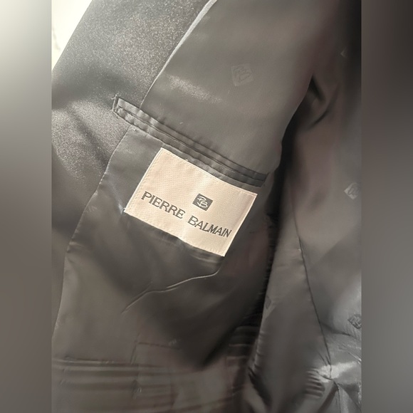 PIERRE BALMAIN suit jacket blazer black with satin lapel wool 46R - Picture 7 of 9